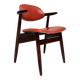 Red colored leather cowhorn chair, 1970s