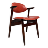 Chaise en cuir rouge en forme de corne de vache, années 1970