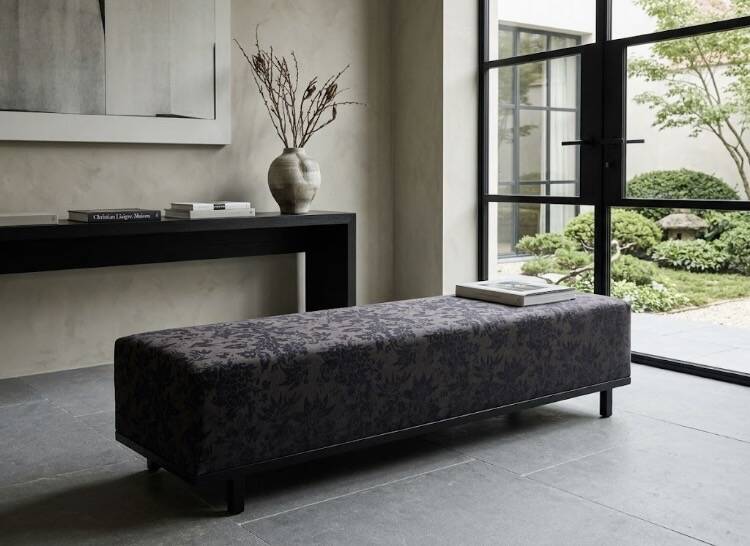 Bench "Grume" Christian Liaigre – Jacquard Fabric with Botanical Patterns