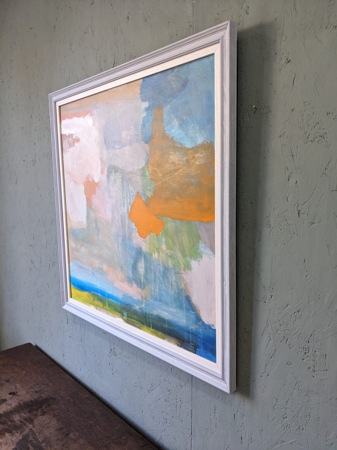 Contemporary "Summer Abstraction" Abstract Seascape by British Artist Ian Mood, Framed Oil Painting