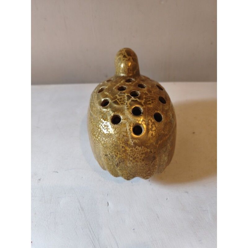Golden earthenware flower vase "Woodcock"