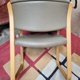 Scandinavian armchair in beech and leather