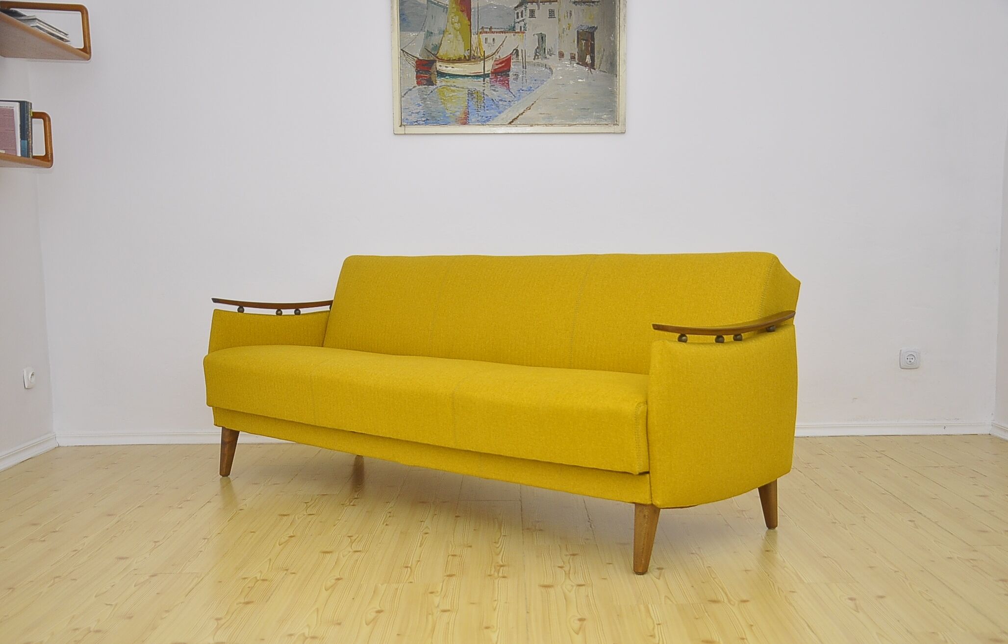 Daybed sofa with fold-out function, 1950s