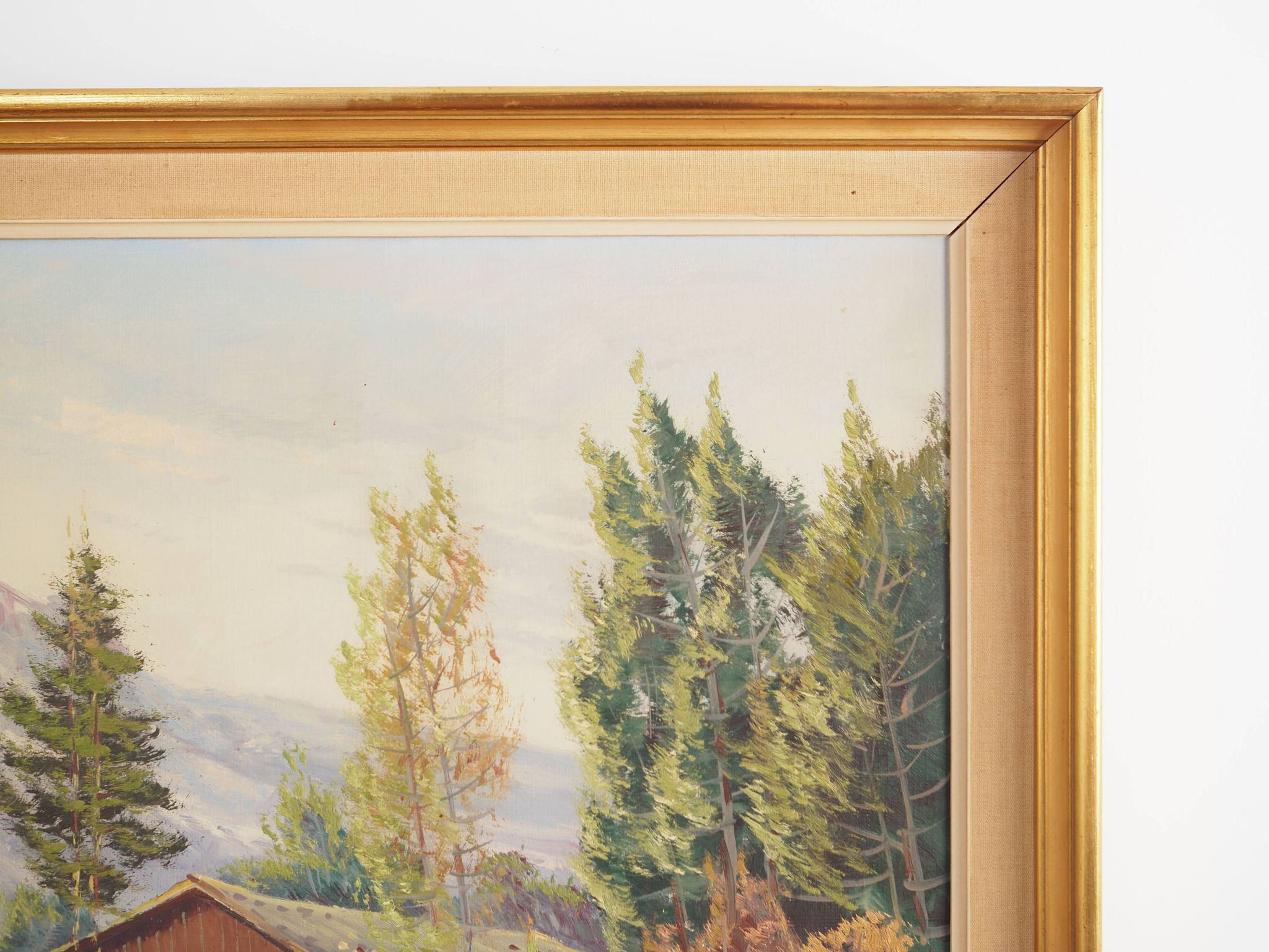 Painting „The Chalet at the Mountain Stream”, Scandinavian design, 1970s