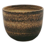 vintage ceramic brown brutalist flower pot large