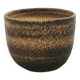 vintage ceramic brown brutalist flower pot large