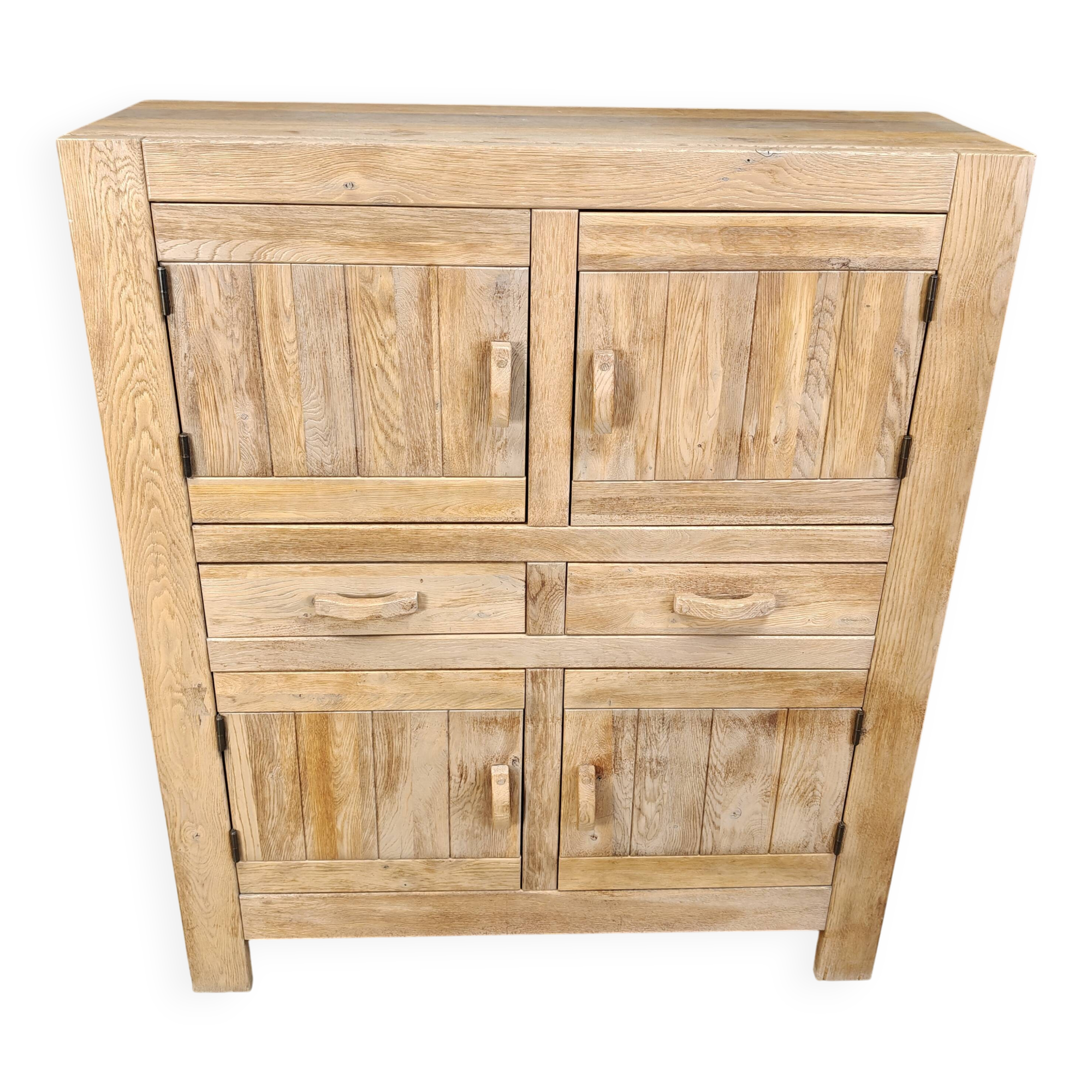 Armoire rustique en chêne massif, années 1970