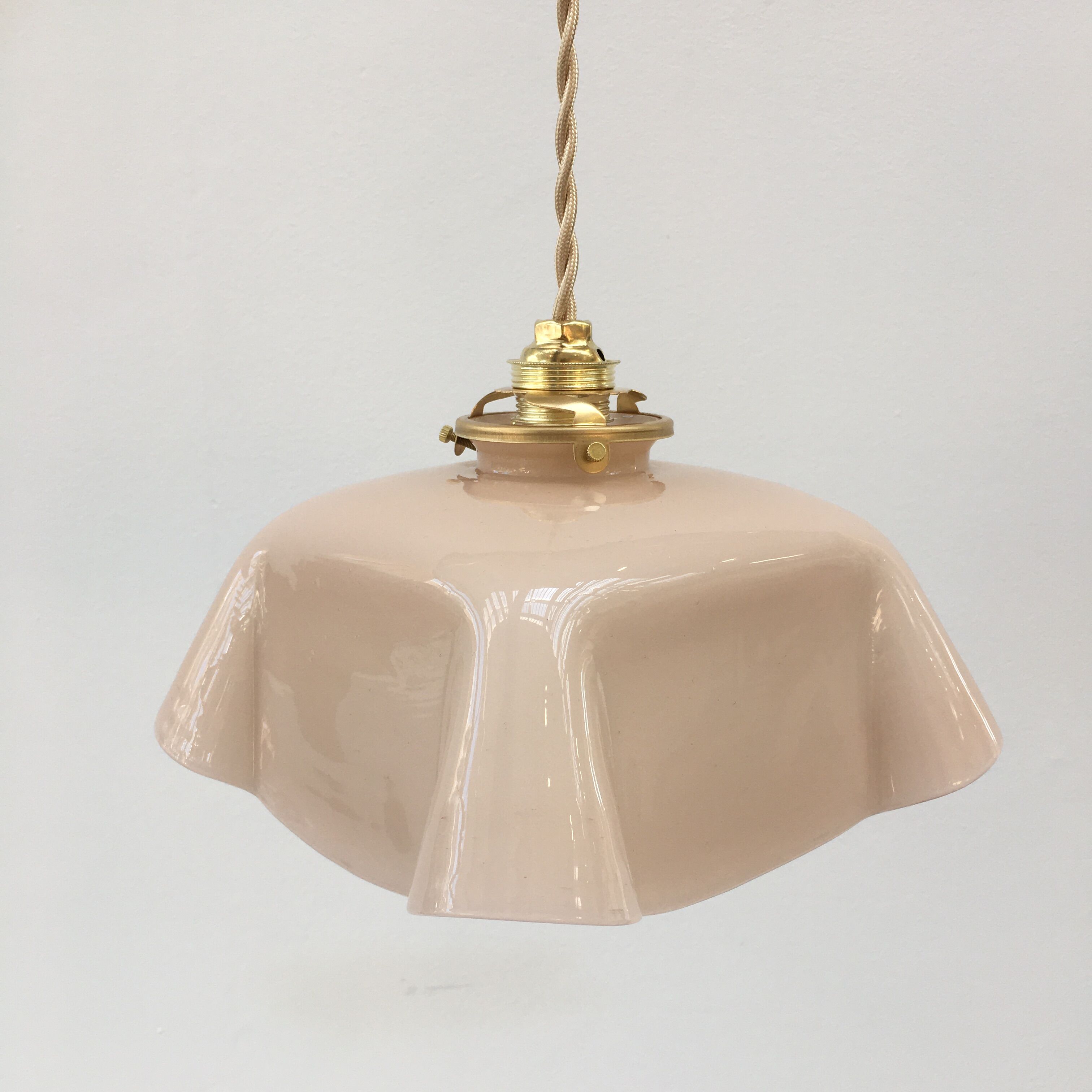 Vintage pendant lamp in pink opaline