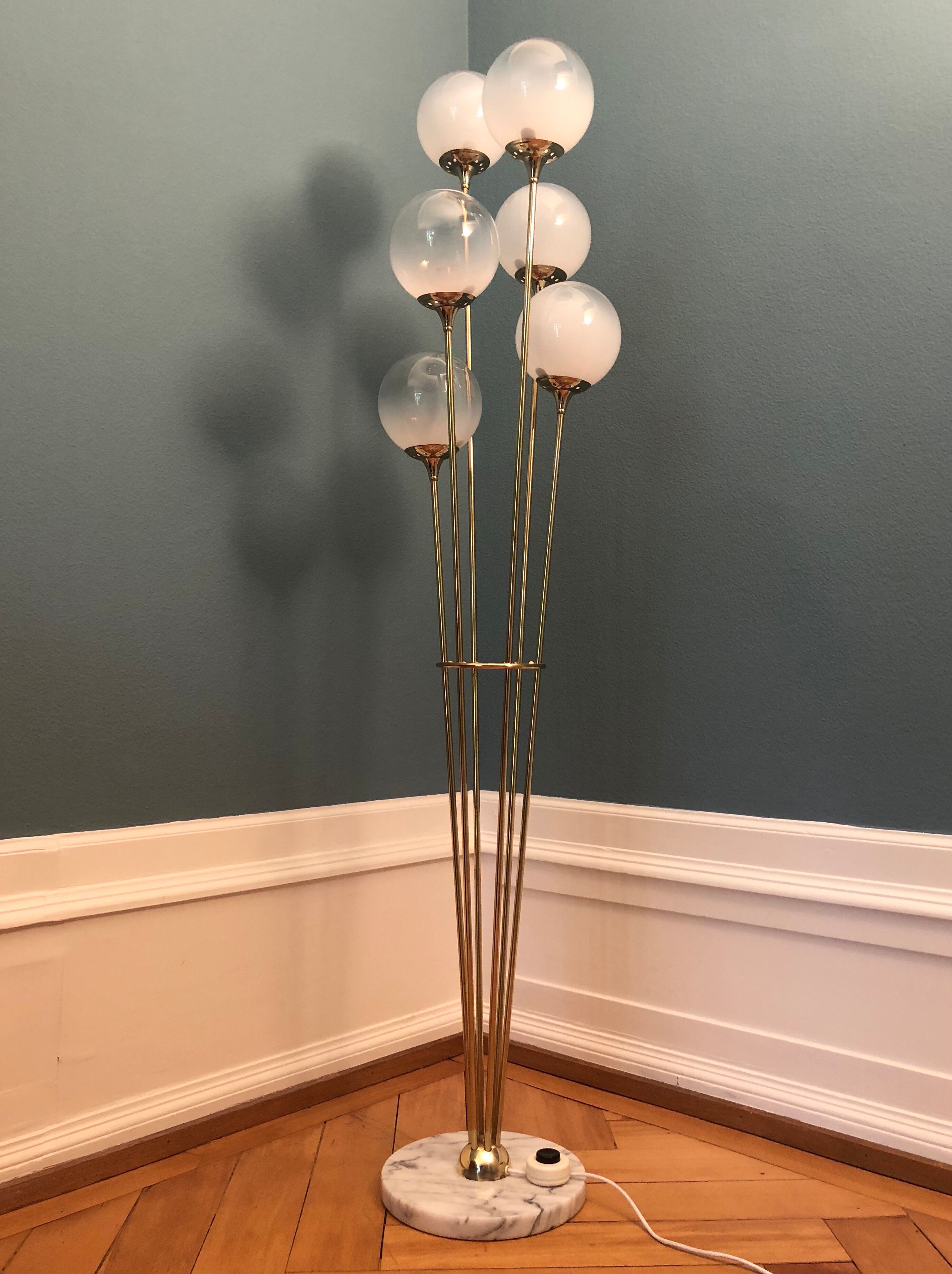 Italian Alberello brass & murano floor lamp