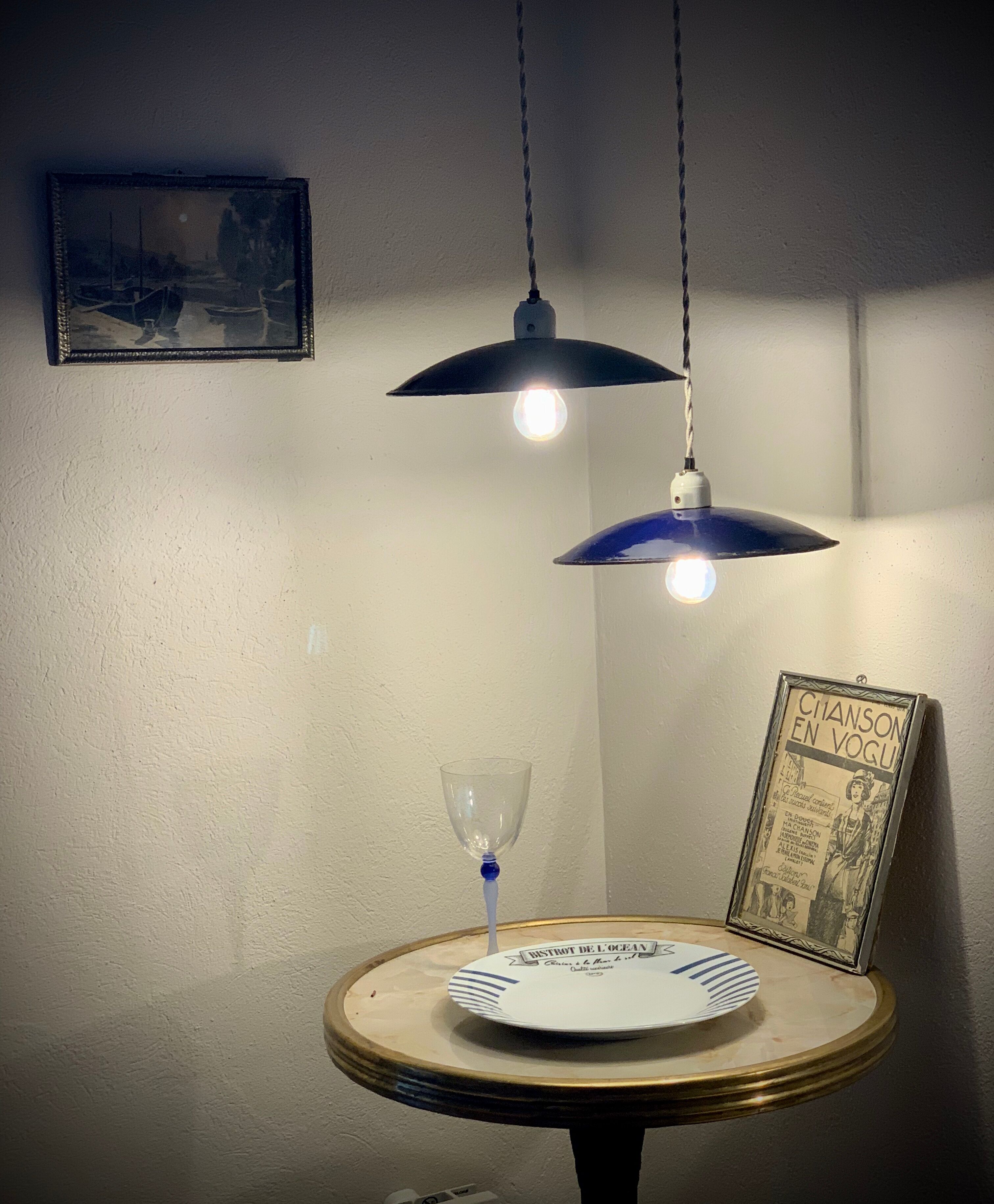 Set of 3 suspensions bistro sheet metal enamelled