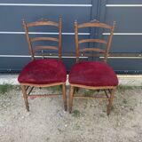 2 chaises velours rouge