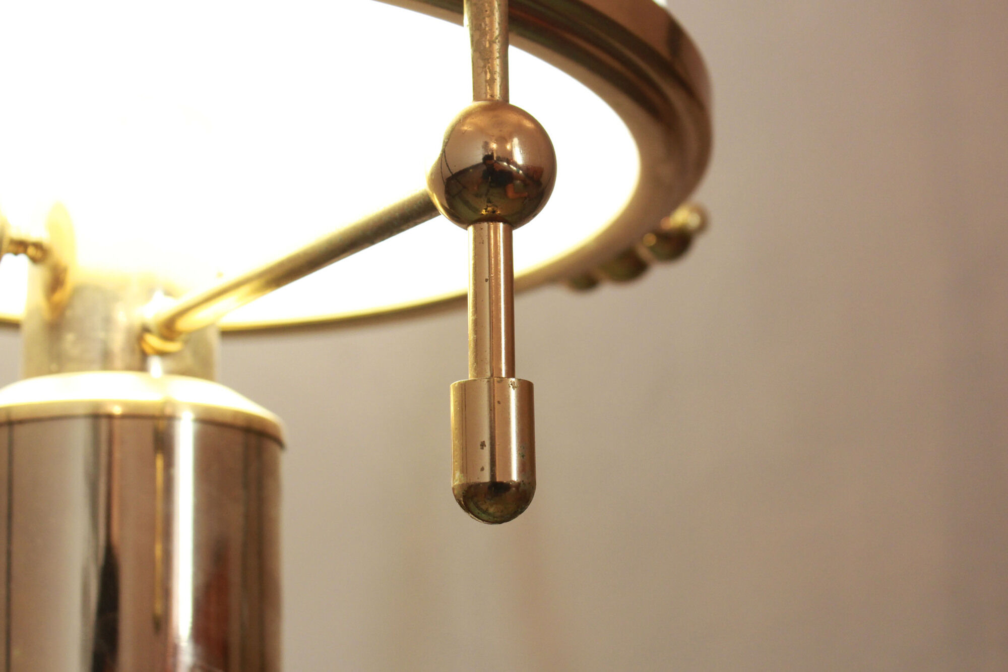 1970s goldenrod pendant with opaline glass
