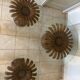 Set of 3 vintage coffee tables in carved wood and glass – floral pattern