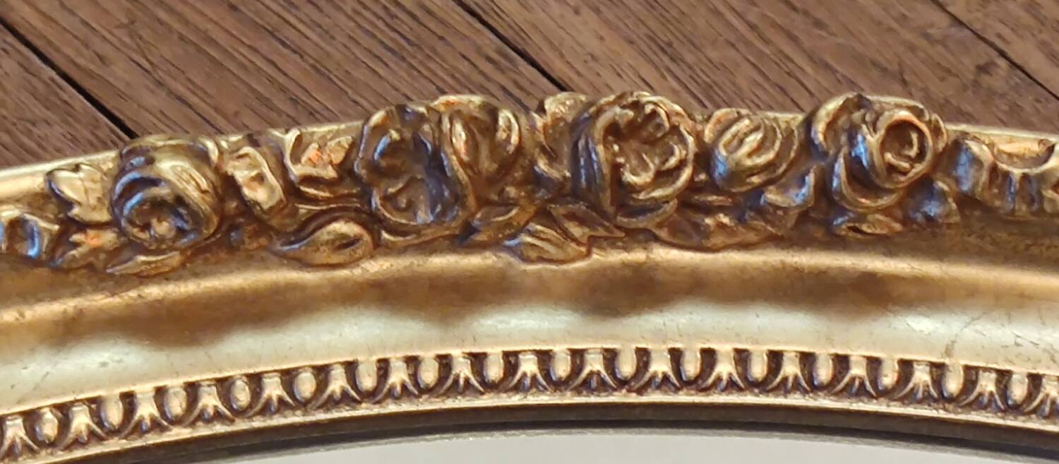 Ancien miroir biseauté stuck doré style Louis XVI