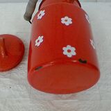 Orange enamelled milk pot, vintage