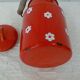 Orange enamelled milk pot, vintage