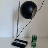 Large vintage 1960s black and wood eyeball design desk lamp - 50 cm