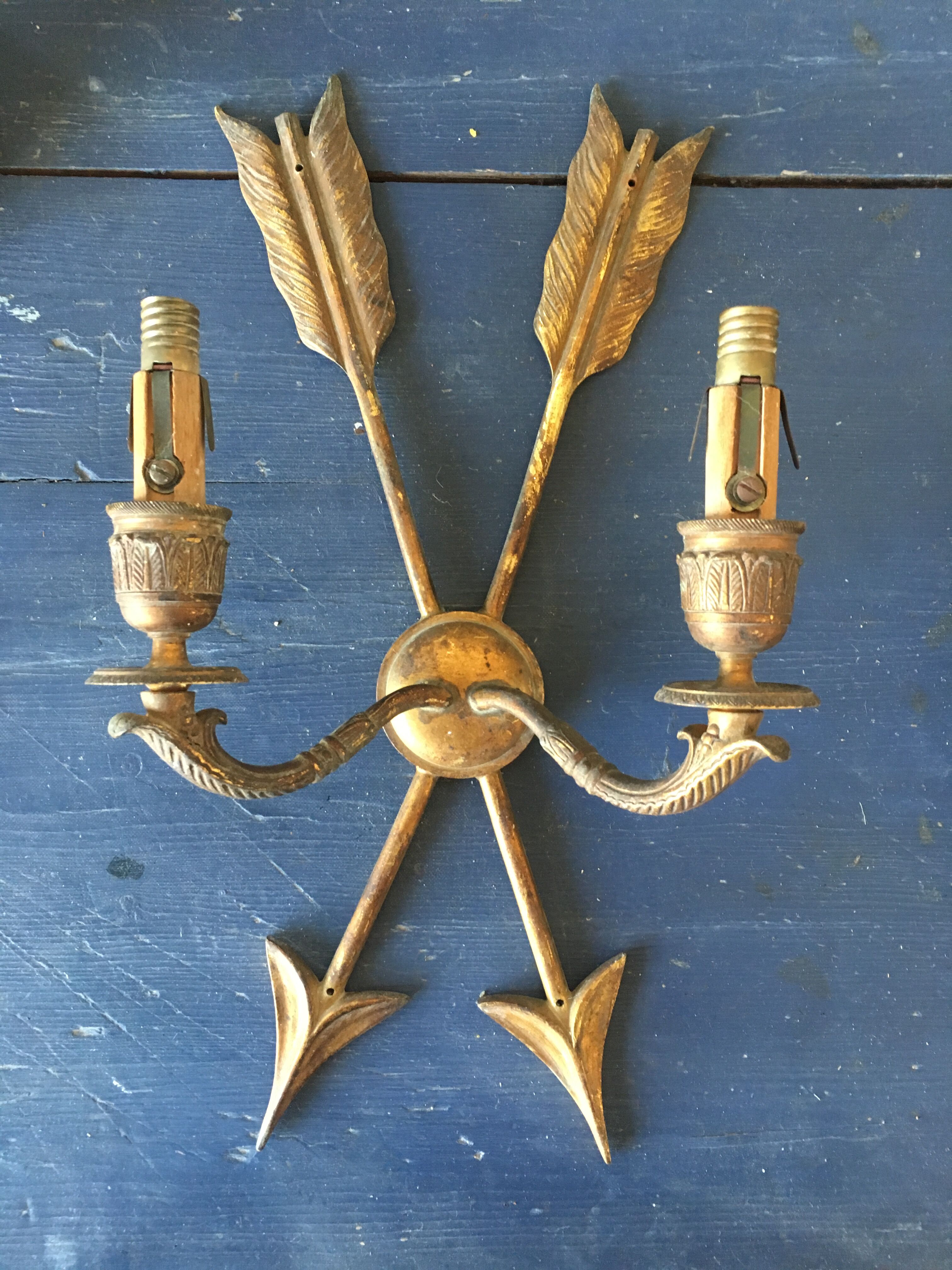 Pair of bronze empire wall sconces