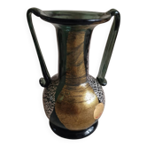 Vase Amphore Murano Vintage 1960 - Noir Or Argent - Étiquette d'origin