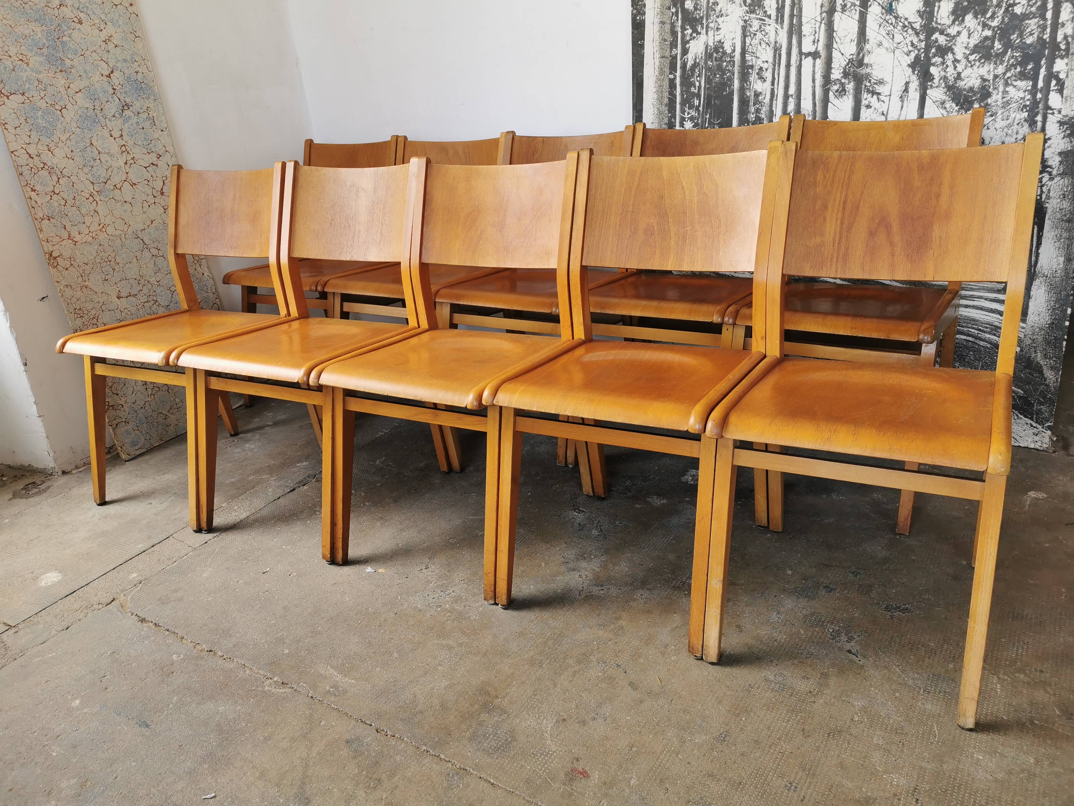 Set of 10 vintage theater chairs compass feet