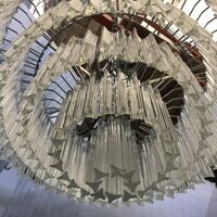 Contemporary clear triedro murano glass chandelier