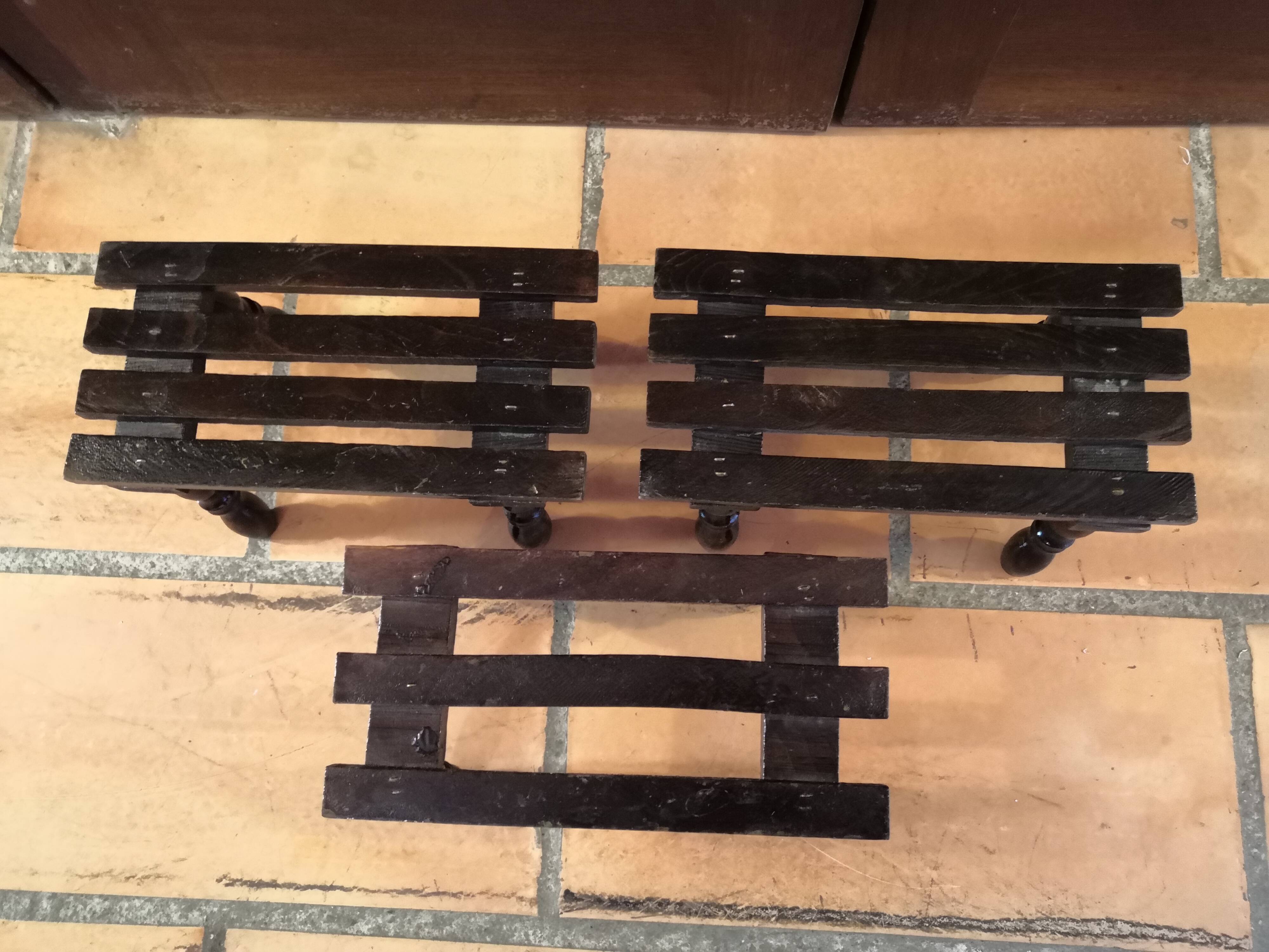 Step foot rest wooden foot stool vintage brutalist