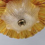 Hanging lamp in multiple layers glass and brass, by Vitrika Denmark 1980s