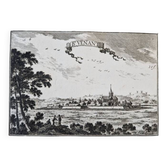 Gravure sur cuivre XVIIème siècle "Saint Venant", par Sébastien de Pontault de Beaulieu (1612-1674)