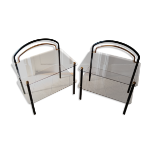 Paire de tables d'appoint, - verre