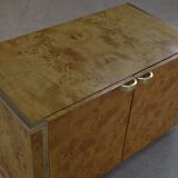 Roche Bobois low sideboard with 2 doors in maple burl Jean-Claude MAHEY 1970's