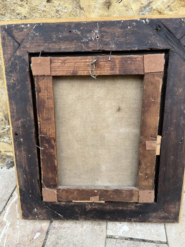 Tableau ancien nature morte aux fleurs – huile sur toile – cadre doré