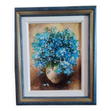 Oil on canvas bouquet of forget-me-nots