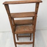 Chaise   escabeau bibliothèque en chêne années 50-60