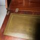 Antique mahogany secretary, upholstered flap and interior storage