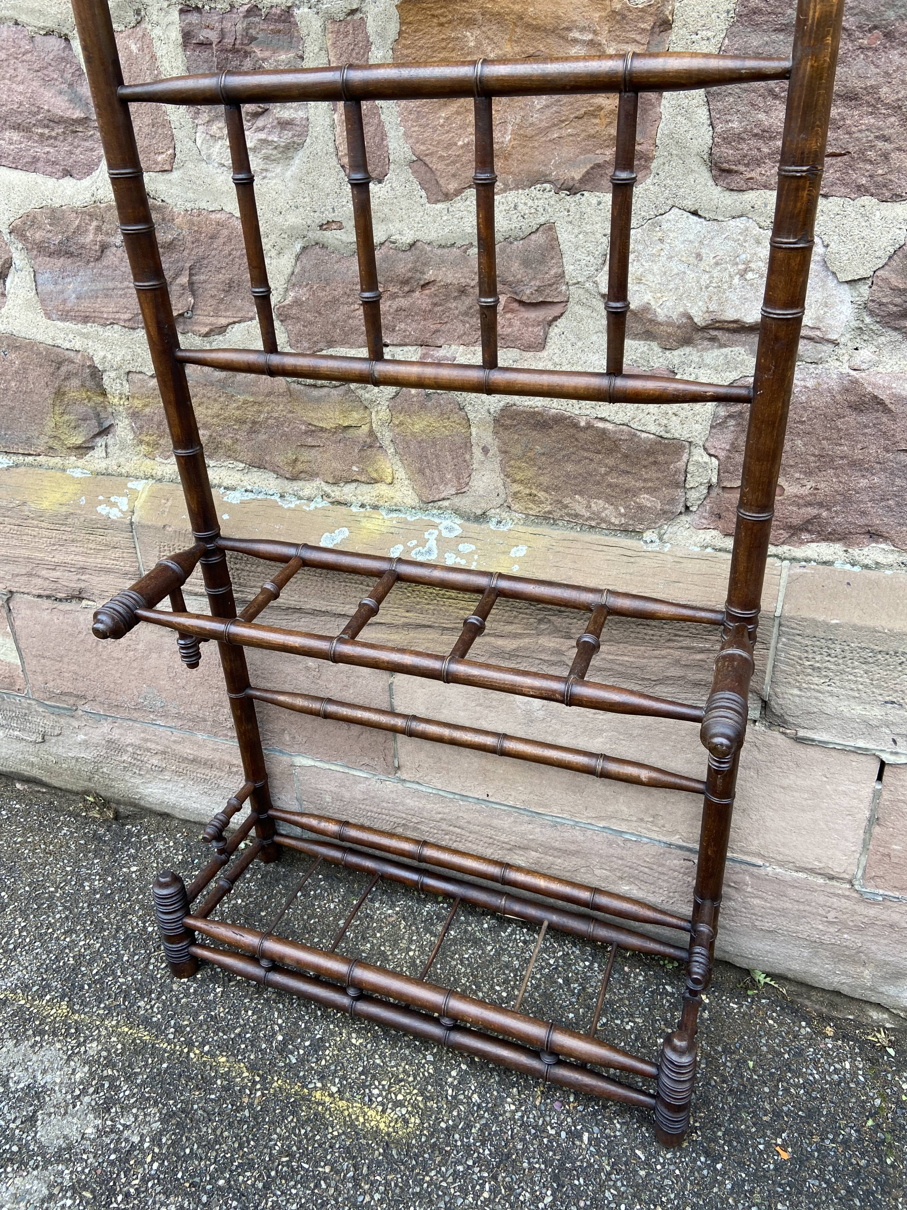 Vintage 1930s curved wood bamboo coat rack