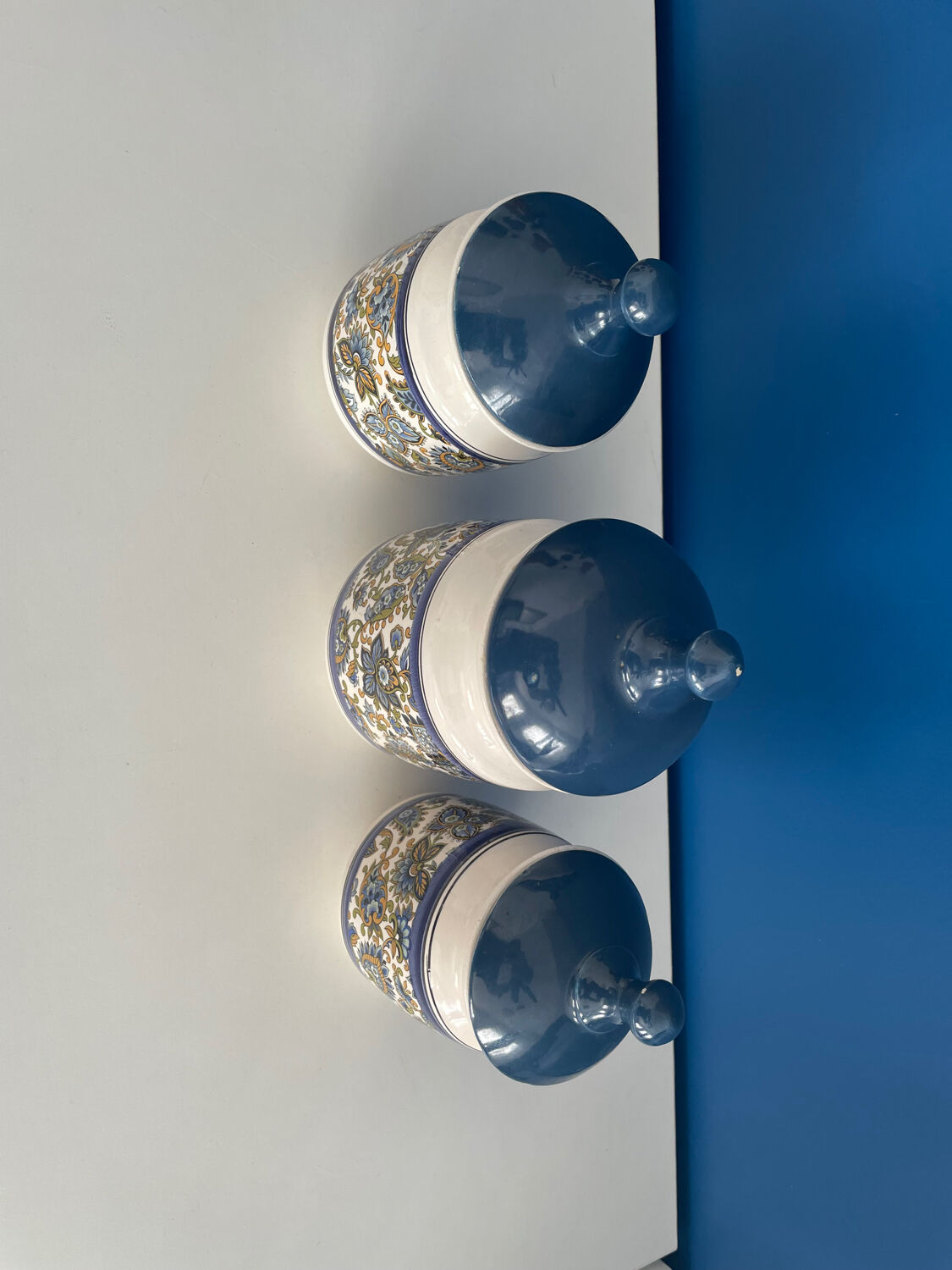 Vintage blue spice jars