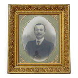 Ancien portait photo dans cadre doré 53 x59 cm, daté 1910