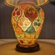 Oriental leather hand painted table lamp, Middle East 1960s