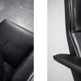 Vintage Mid-Century Modern Danish Black Leather Lounge Chair by Georg Thams