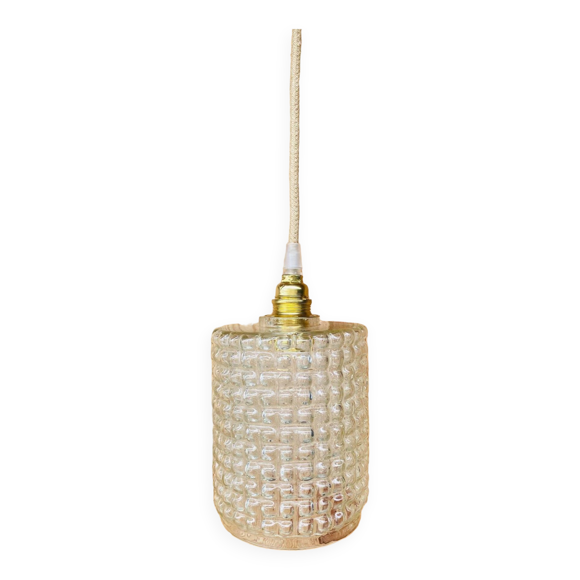 Vintage bubbled glass hanging lamp