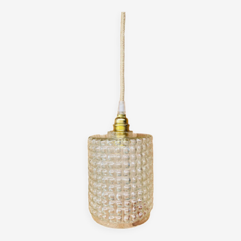 Vintage bubbled glass hanging lamp