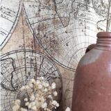 Vase, hot water bottle with handle in brown terracotta stoneware, France