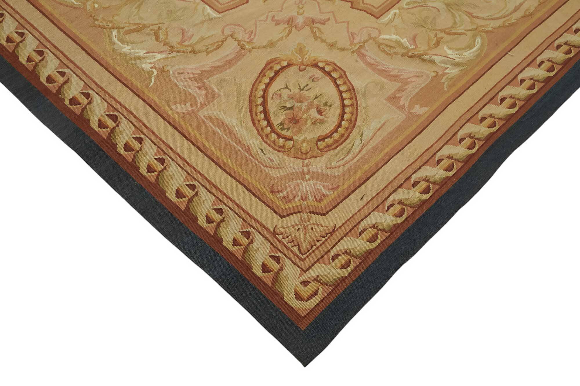 Handmade European Vintage Aubusson Kilim 274 cm x 375 cm