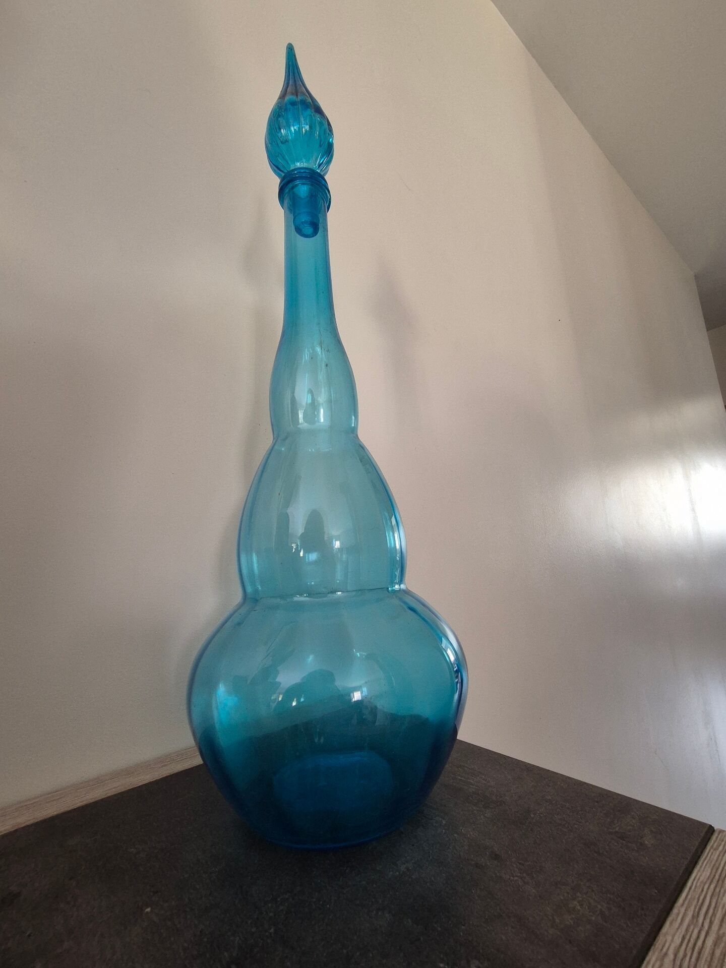 Large glass genie bottle from Empoli.
