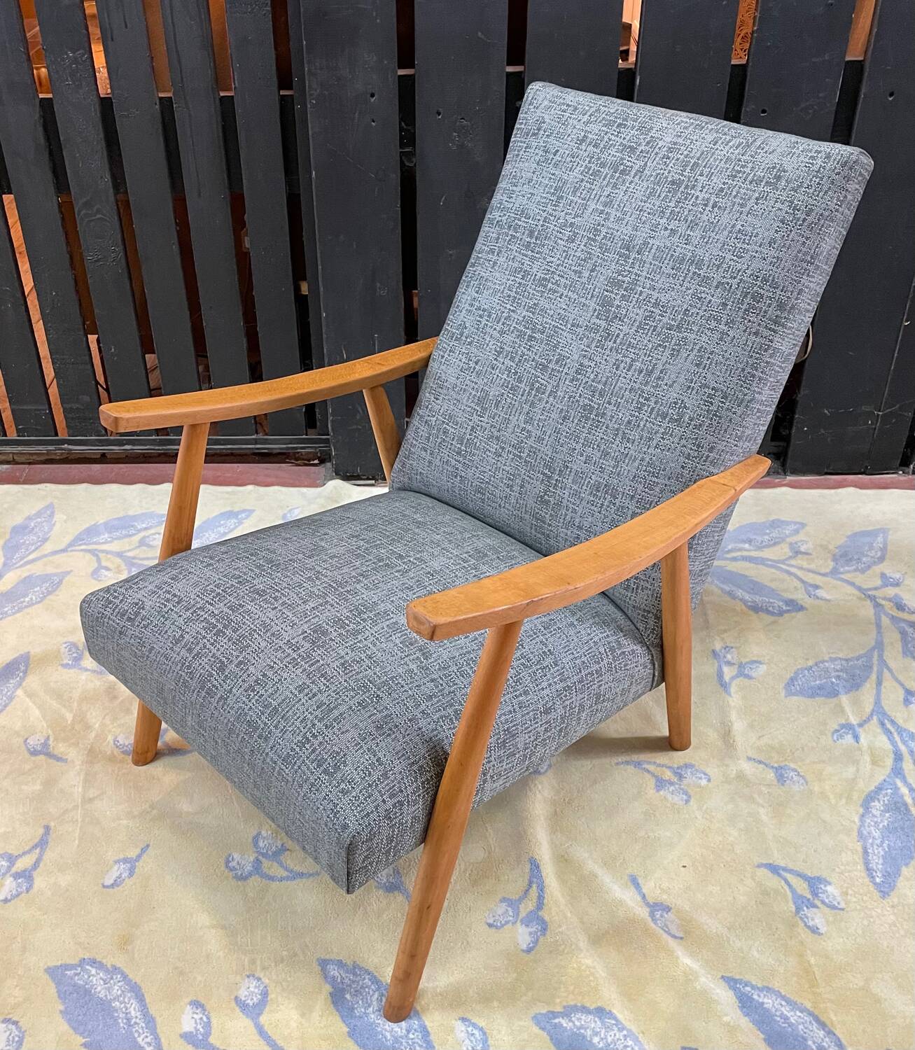 Paire de faiteuils vintage gris chiné