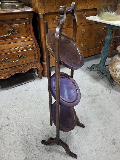 Folding mahogany cake stand