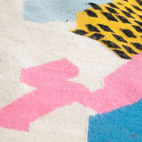 Handmade carpet, contemporary for living room, white & colors, wool, Khalil Minka, 220x140 cm