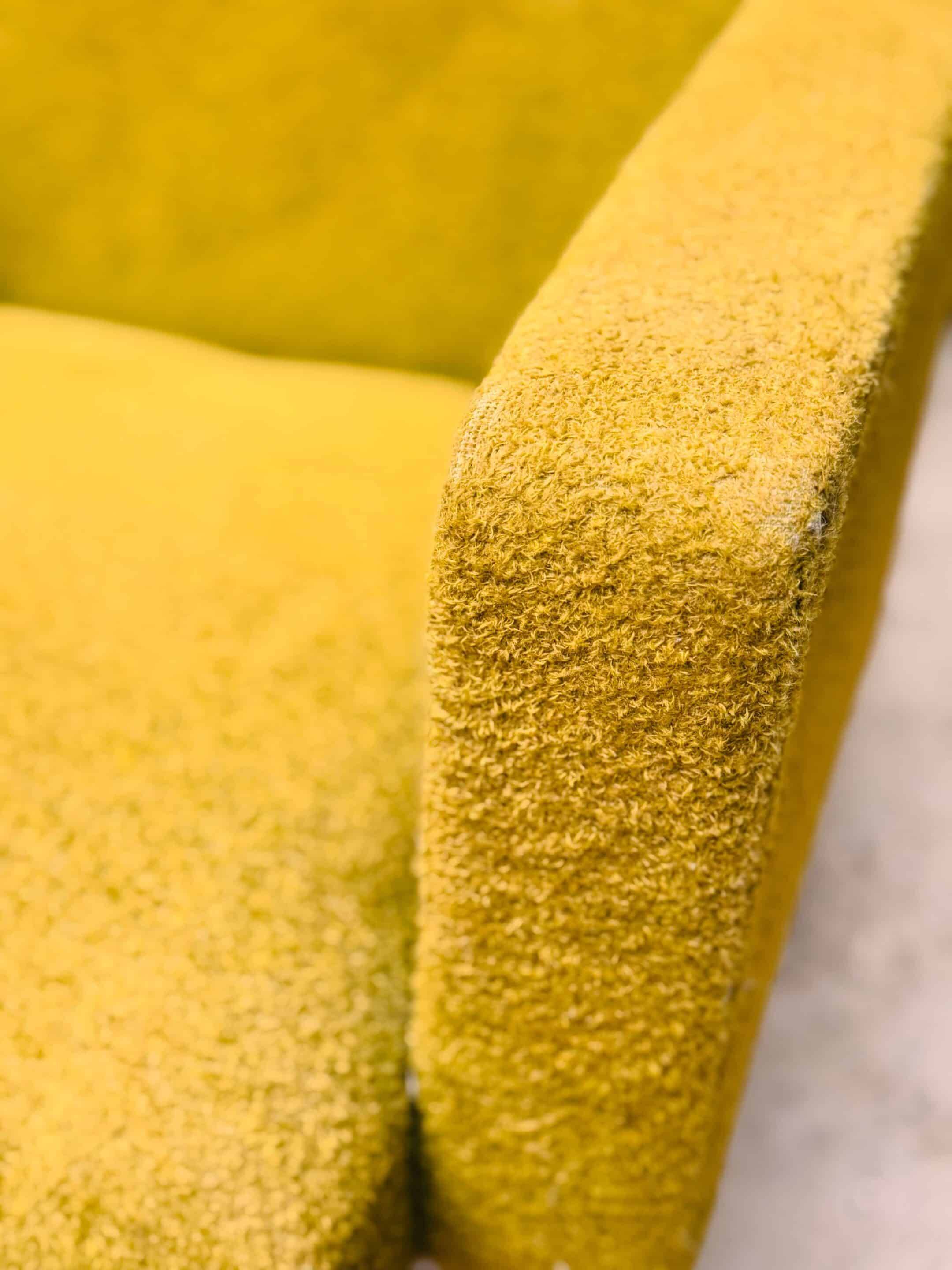 Vintage 60s armchair in cumin yellow terry fabric