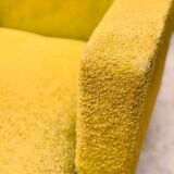 Vintage 60s armchair in cumin yellow terry fabric