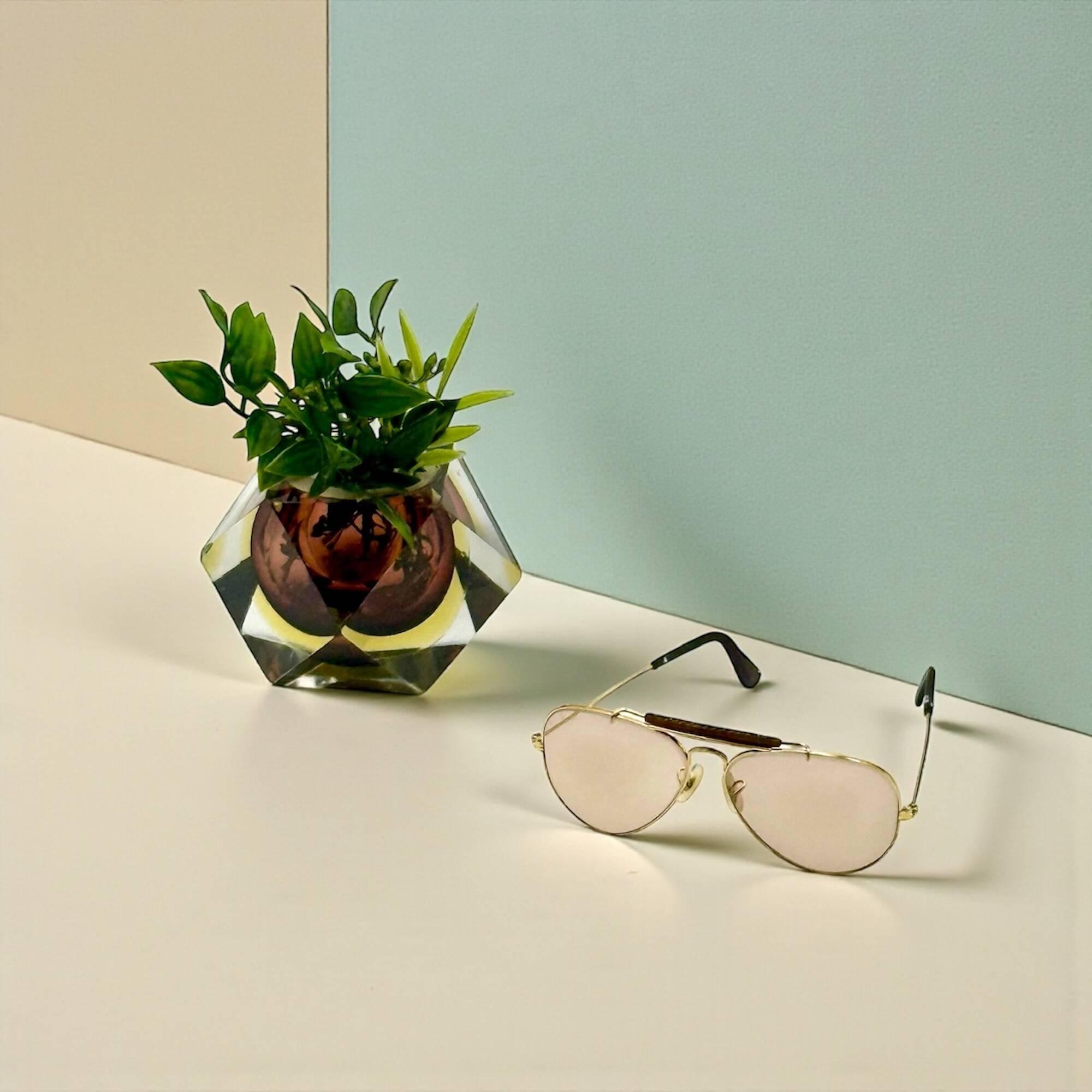 Vase géométrique en verre Sommerso de Murano, Italie, années 1970